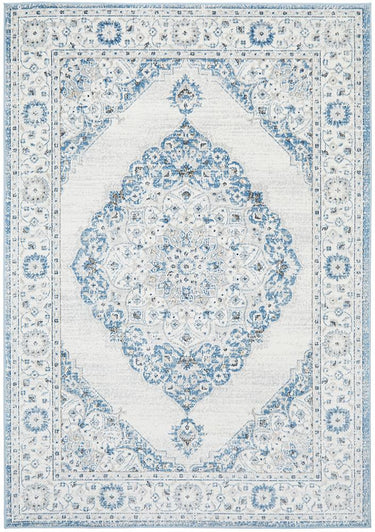 Emily Traditional Blue & White Floral Pattern Rug